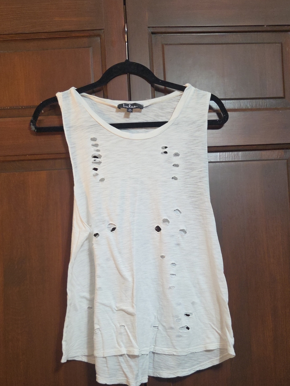 Lulus White Ripped Sleeveless Tshirt